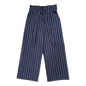 Leith Pants Women’s Medium High Rise Wide Leg Cropped Navy Blue Red White Stripe
